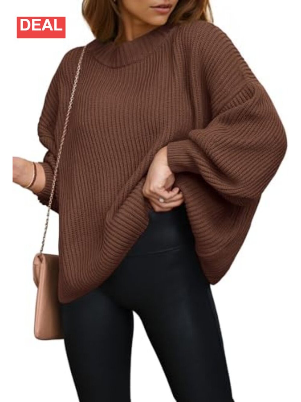 Oversized Chunky Knit Pullover Sweater Crewneck Long Sleeve Women